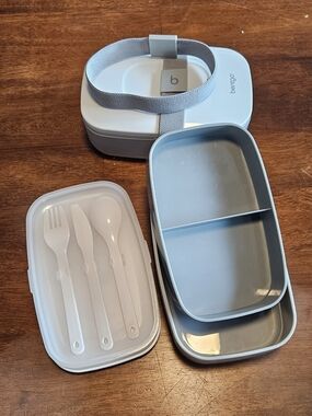 2 Bentgo Light Gray Stackable Bento Lunch Box with Utensils